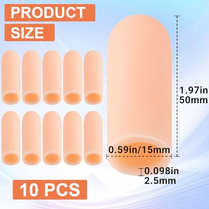 10pcs Gel Finger Support Protector Caps Gloves (10 Count)