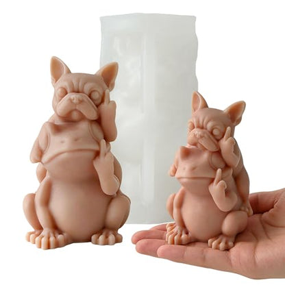 Couple Dog and Frog Animal Cylinder Candle & Resin Mold
