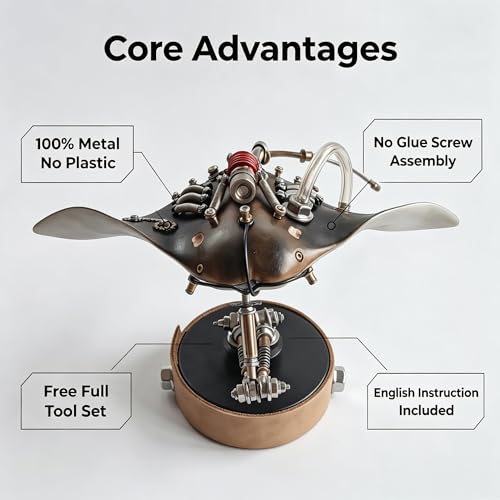 3D Metal Puzzles Model Kits for Adults Steampunk Mechanical Manta Ray 160+ Parts 2