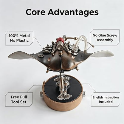 3D Metal Puzzles Model Kits for Adults Steampunk Mechanical Manta Ray 160+ Parts 2