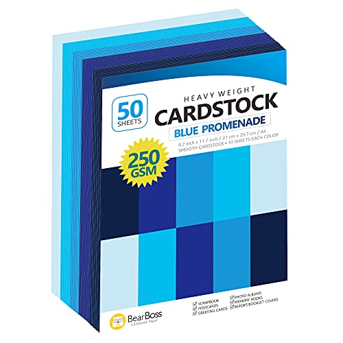 Blue Navy Colored Cardstock Thick Paper 50 Sheets (50 Count)