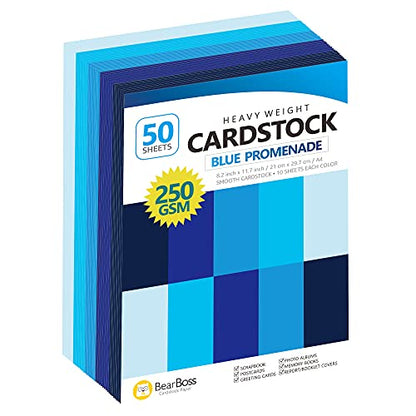 Blue Navy Colored Cardstock Thick Paper 50 Sheets (50 Count)