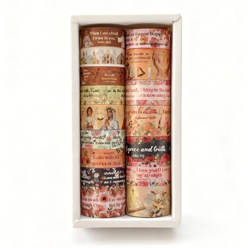 Christian Washi Tape 16 Rolls Aesthetic Decorative Cute Scrapbook Tape