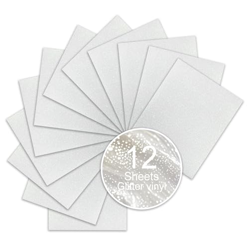 White Glitter HTV Sparkly Heat Transfer Vinyl (12 Count)