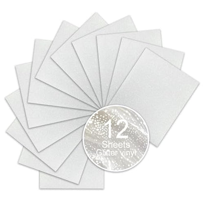 White Glitter HTV Sparkly Heat Transfer Vinyl (12 Count)
