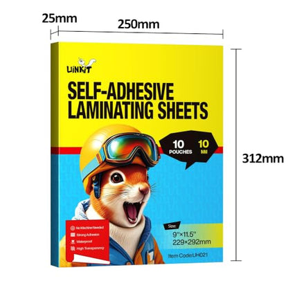 10mil Self Sealing Laminating Pouches 8.5 x 11 (10 Count)