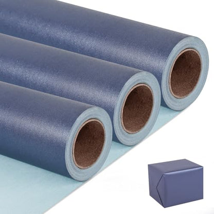 Dark Blue Matte Wrapping Paper (3 Count)