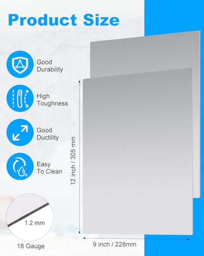 2 Pcs 18 Gauge Steel Sheet Metal 12" x 9" Cold Rolled Steel Plate