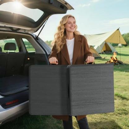4Ft Folding Table Portable for Indoor Outdoor Wood Grain Black