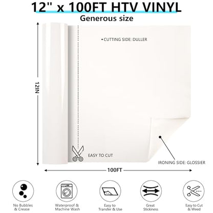 White HTV Heat Transfer Vinyl Rolls