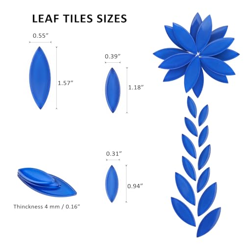Blue Leaf Mosaic Tiles for Crafts