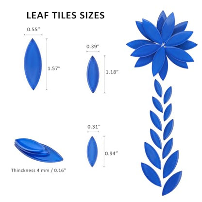 Blue Leaf Mosaic Tiles for Crafts