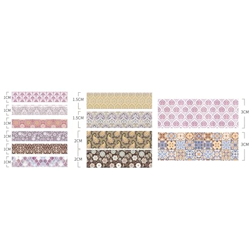 12 Rolls Exotic Charm Washi Tape Set Floral Arts Adhesive Tapes Geometric Garden Decorative Masking Tape Sets for Craft (12 Count)