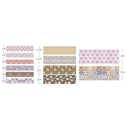 12 Rolls Exotic Charm Washi Tape Set Floral Arts Adhesive Tapes Geometric Garden Decorative Masking Tape Sets for Craft (12 Count)