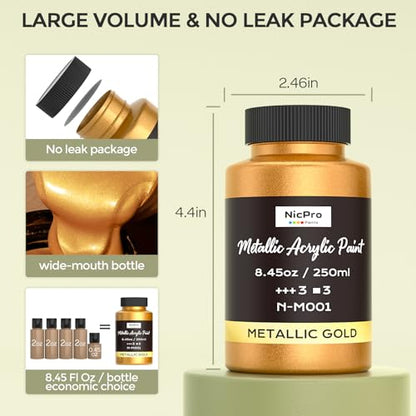 Acrylic Paint Set Metallic (25.35 Fl Oz)