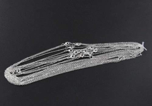Wholesale 12 PCS Silver Plated Solid Brass Flat Cable Chains (12 Count)