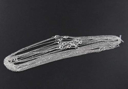 Wholesale 12 PCS Silver Plated Solid Brass Flat Cable Chains (12 Count)