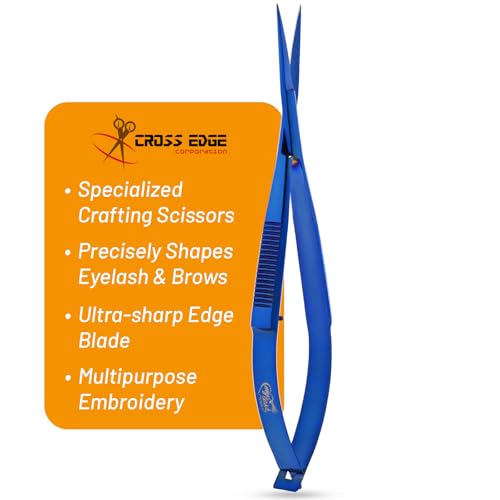 Cross Edge Spring Scissors 5 Inch straight Stainless Steel Precision Eyebrow & Eyelash Shaping & Trimming Scissor
