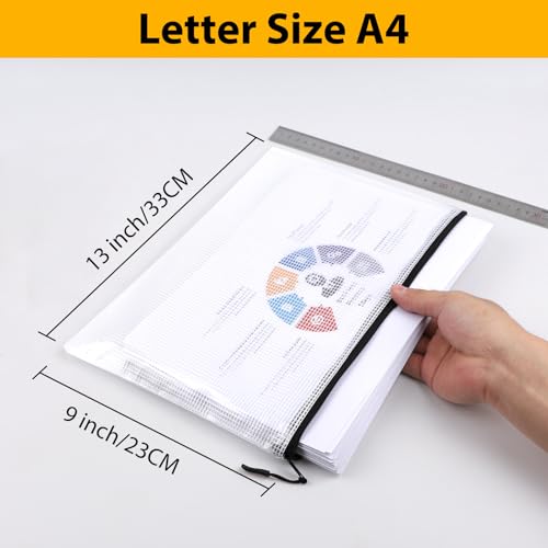 24pcs A4 Mesh Zipper Pouch File Bags