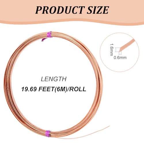 19.6 Feet 22 Gauge Half Round Copper Wire