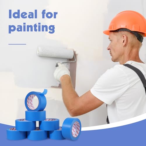 8 Rolls Painters Tape 2 Inch Wide Blue Painters Tape for Wall Painting (8 Count)