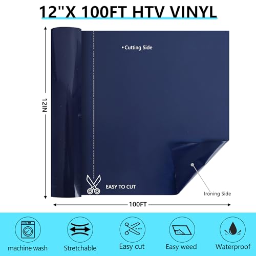 Navy Blue Iron on Vinyl Roll 12" x 100ft