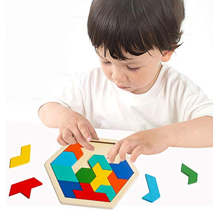 Wooden Hexagon Puzzle (16 Count)