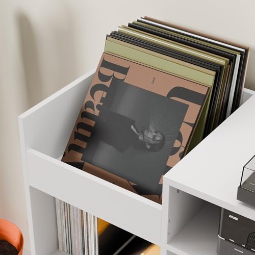 Large Record Player Stand with Vinyl Storage Cabinet