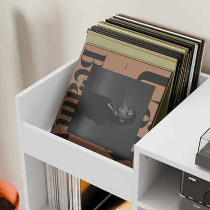 Large Record Player Stand with Vinyl Storage Cabinet