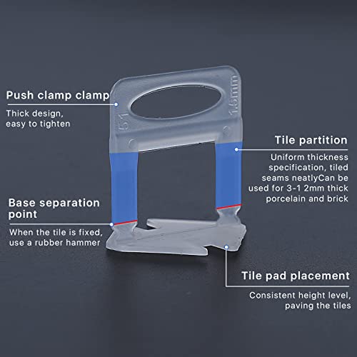 Tile Leveling System Clips Spacers Tile Leveler Clips DIY Tile Leveler Spacers 2100 Pcs 1 (1000 Count)