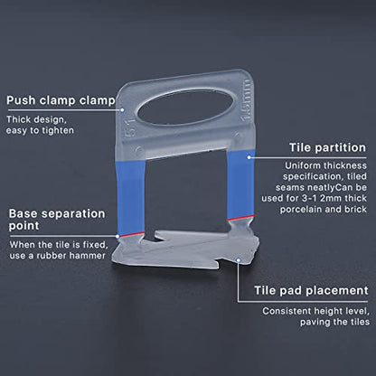 Tile Leveling System Clips Spacers Tile Leveler Clips DIY Tile Leveler Spacers 2100 Pcs 1 (1000 Count)