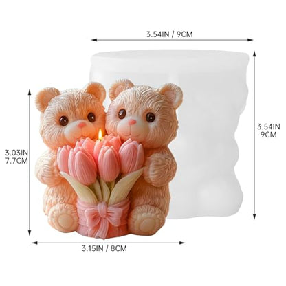 1 PCS Teddy Bear Tulip Silicone Candle Molds