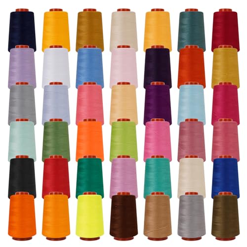 42 Colors Sewing Thread Kit All Purpose Polyester Thread Assorted Colors for Sewing Machine and Hand Stitching Use (96000 Foot)