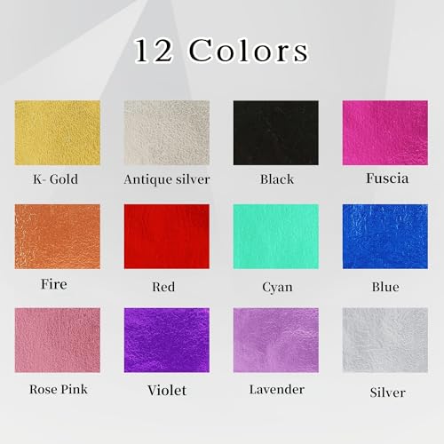 Gold Leaf Sheets 12 Colors 120 PCS Foil Papers