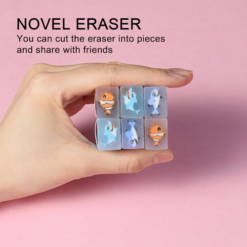 18Pcs Cute Sea Animal Erasers for Kids Bulk (18 Count)