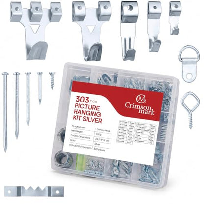 303 Piece Picture Hanging Assortment with Heavy Duty Hooks