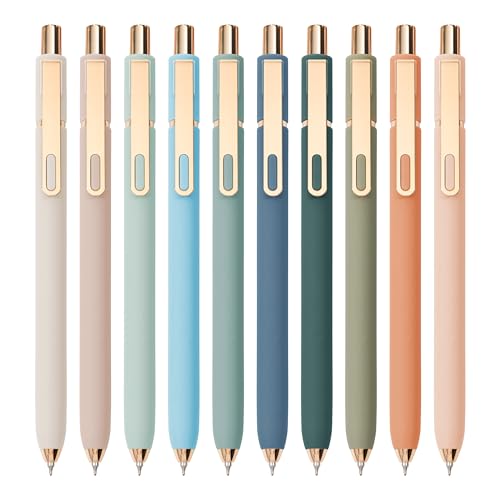 Gel Pens Black Ink Pens for Office 0.5mm Fine Point Pen Smooth Writing Retractable (10 Count)