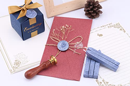 5Pcs Metallic Blue Sealing Wax Sticks with Wicks for Wax Seal Stamp (5 Count)