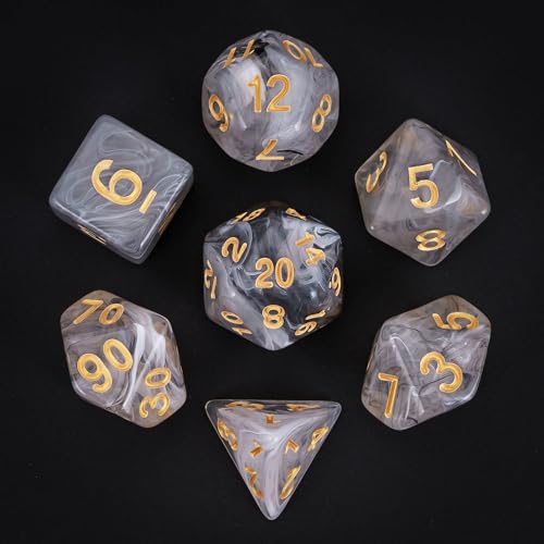 7 Die DND Dice Set Polyhedral Dice Set with a Leather Dice Bag (7 Count)