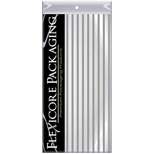 Metallic Silver Pin Stripe Print Gift Wrap Tissue Paper Size (100 Count)
