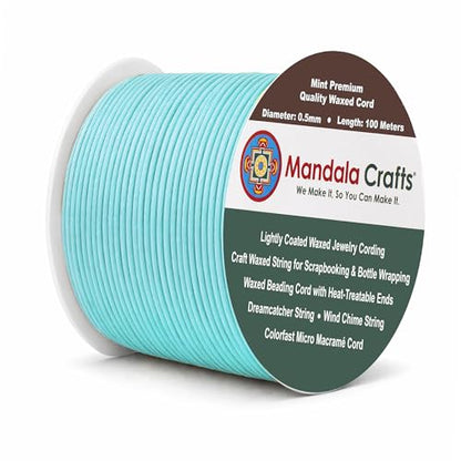 0.5mm Mint Waxed Cord