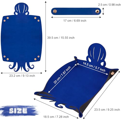 2 Pieces Octopus Dice Rolling Tray PU Leather Dice Mat Folding Scroll (2 Count)