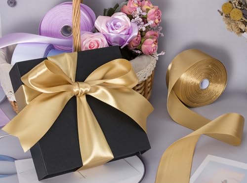 2 Inch Champaign Gold Solid Satin Ribbon for Gift Wrapping