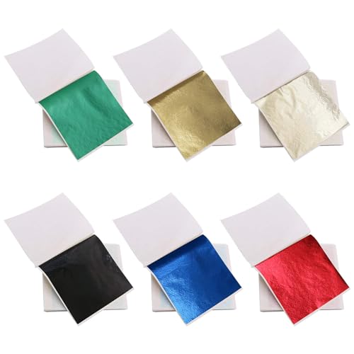 Gold Leaf Sheets 600 Pieces Multipurpose 6 Colors Gilding Paper