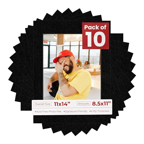 Pack of Ten Acid Free 11x14 Mats Bevel Cut for 8.5x11 Photos (10 Count)