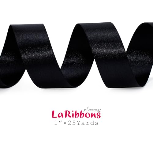 Black Satin Ribbon 1 inch x 50 Yards