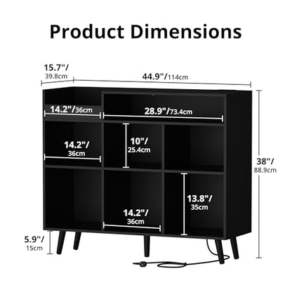 Large Record Player Stand with Vinyl Storage Cabinet