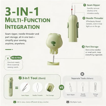 3-in-1 Automatic Needle Threader with Seam Ripper