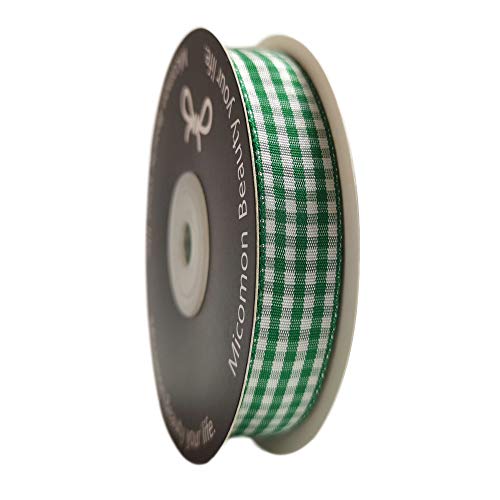 Green Gingham Plaid Checked Ribbon 25 Yards Each Roll 100% Polyester