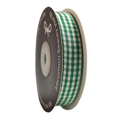 Green Gingham Plaid Checked Ribbon 25 Yards Each Roll 100% Polyester